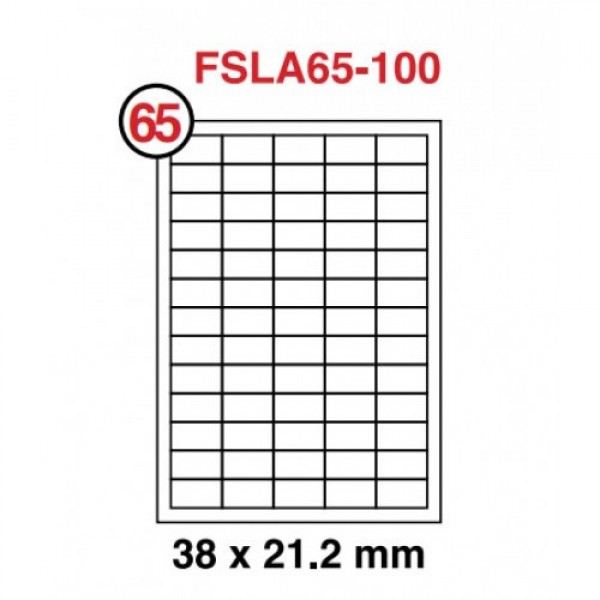 FIS High Glossy A4 White Label sticker 38 x 21.2 mm - FSLA65-100 (pkt/100sheets)